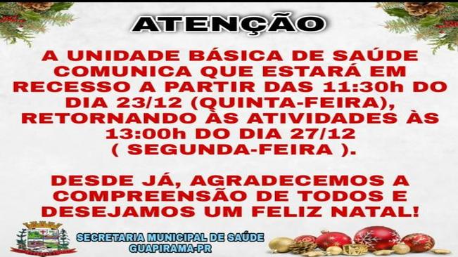 COMUNICADO RECESSO DA UBS!