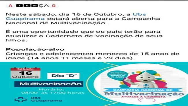 INFORMATIVO SOBRE A CAMPANHA DE MULTIVACINAÇÃO!